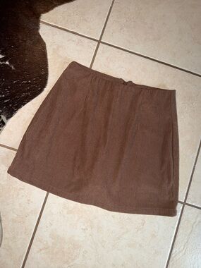 HALARA Brown Corduroy Mini Skirt